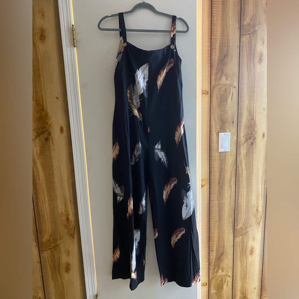 Stylish Feather Print Women's Jumpsuit